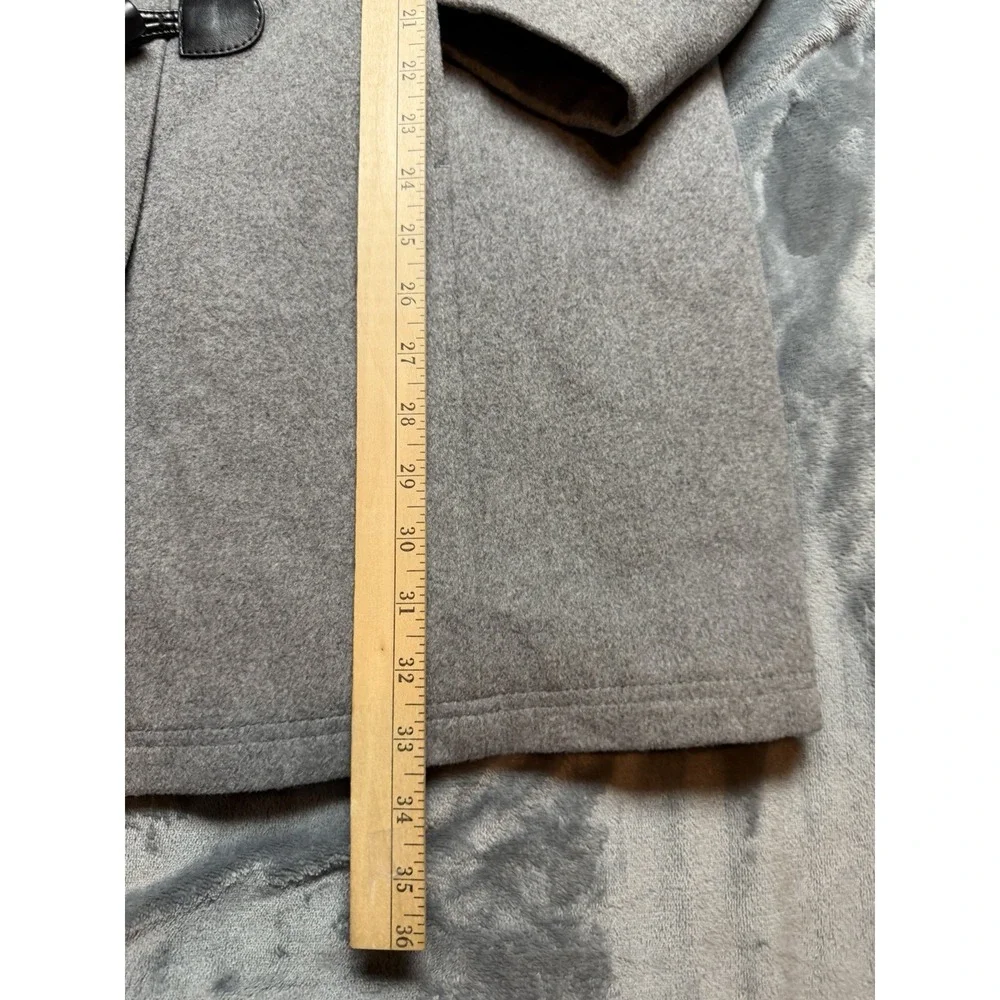 LL Bean Maine Womens Coat XL Gray Wool Blend Toggle Button Duffle